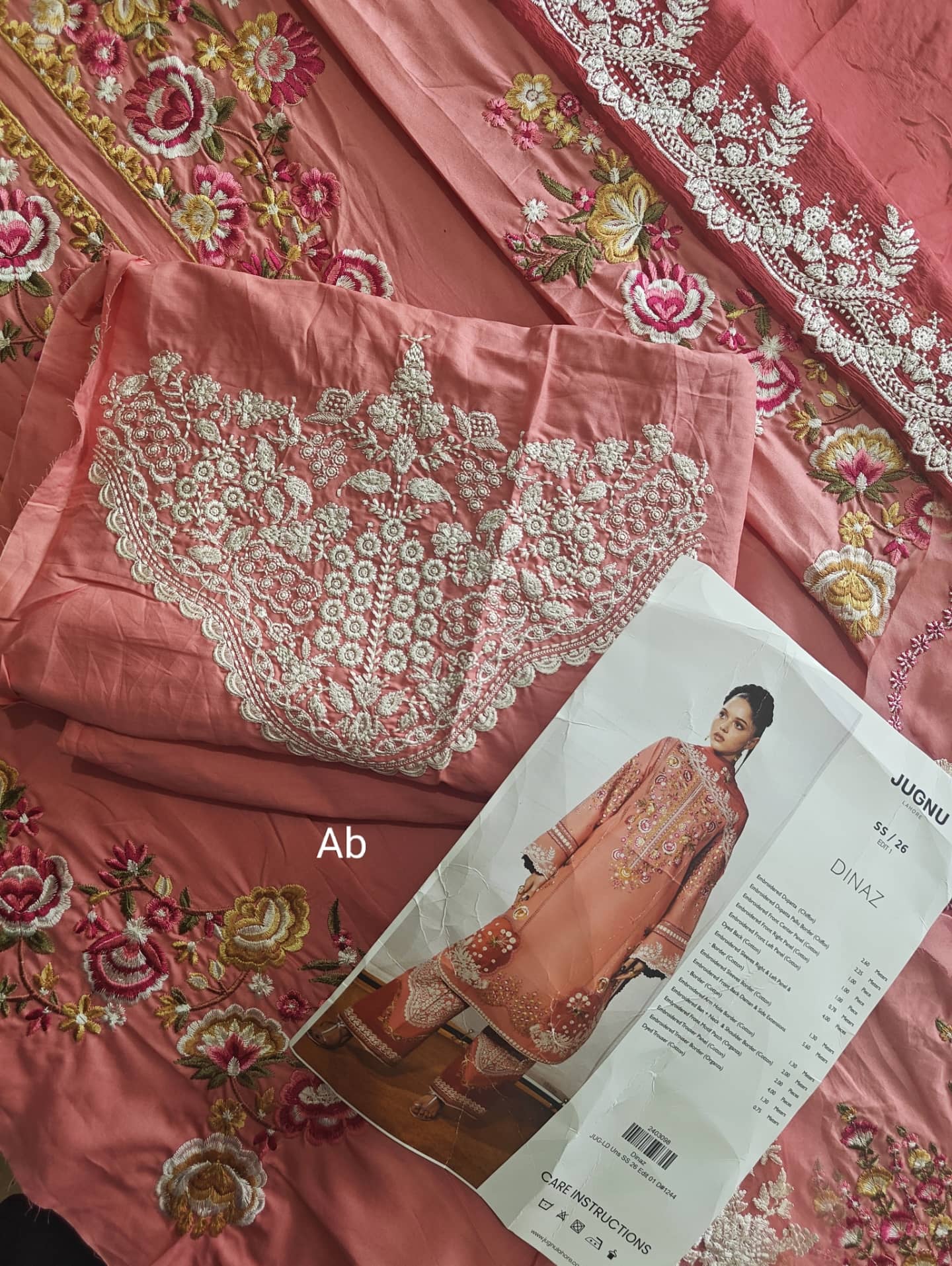 Hot🔥Seller/Open Pic/Jugnu Lahore Lawn/Dinaz/Pink