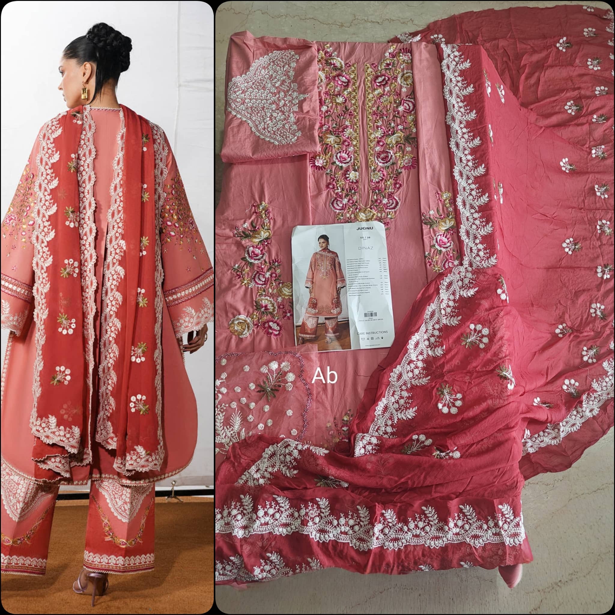 Hot🔥Seller‼️Open Pic/Jugnu Lahore Lawn/Dinaz/Pink
