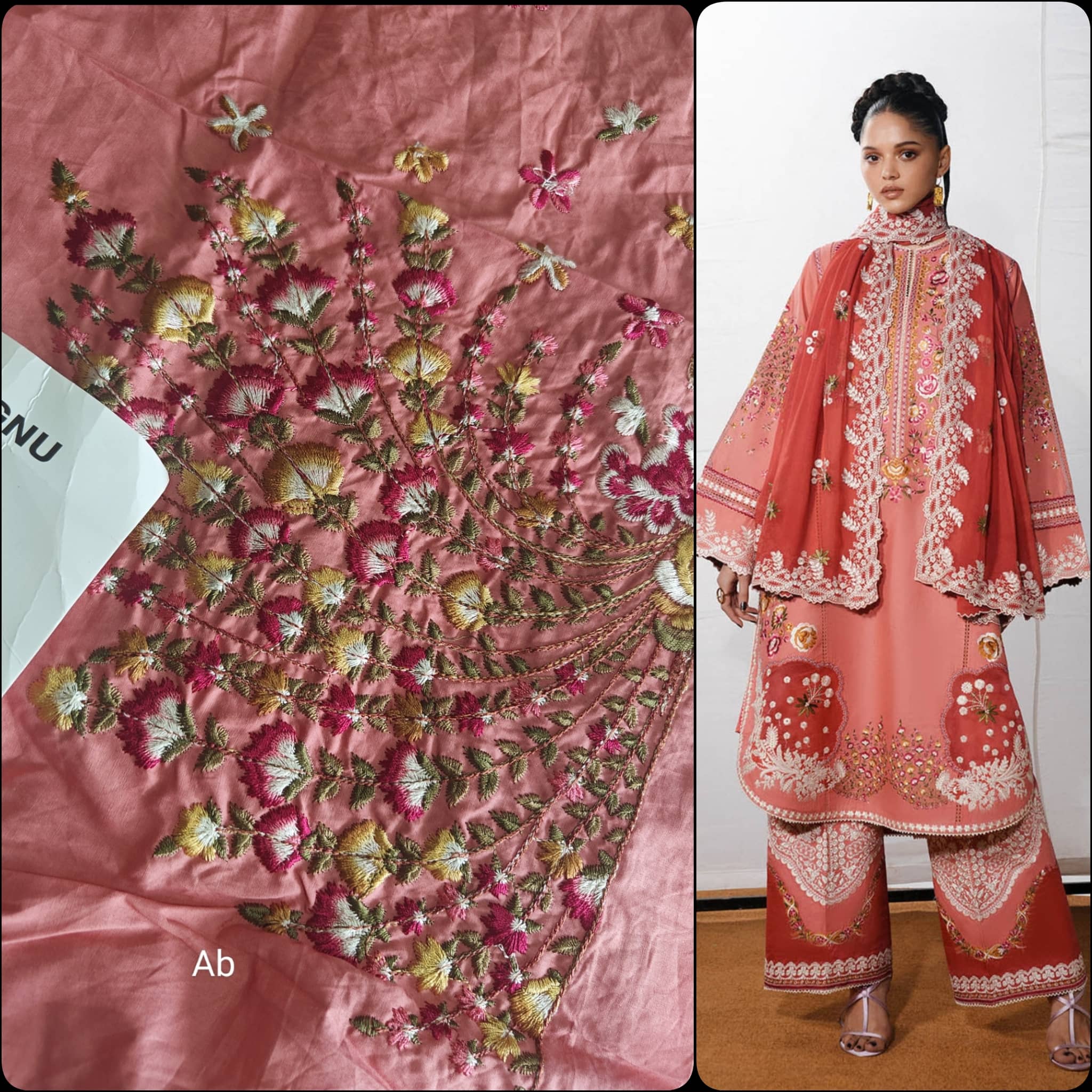 Hot🔥Seller‼️Open Pic/Jugnu Lahore Lawn/Dinaz/Pink