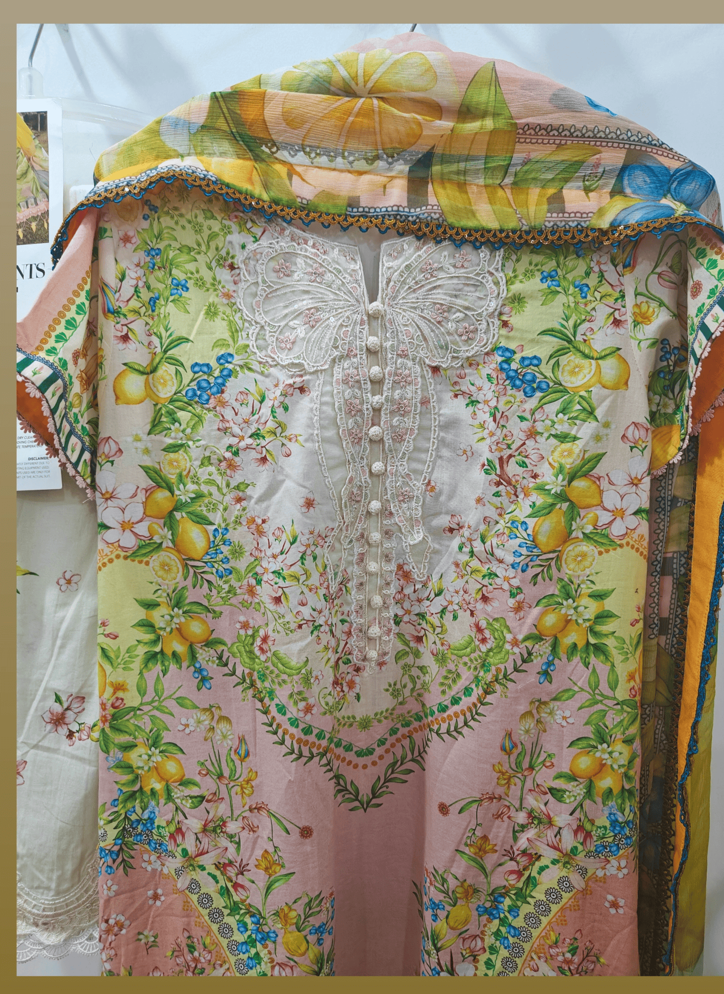 Ready To Wear/Stitched Maria B M Prints 26/Size L/8A/Lemon Yellow