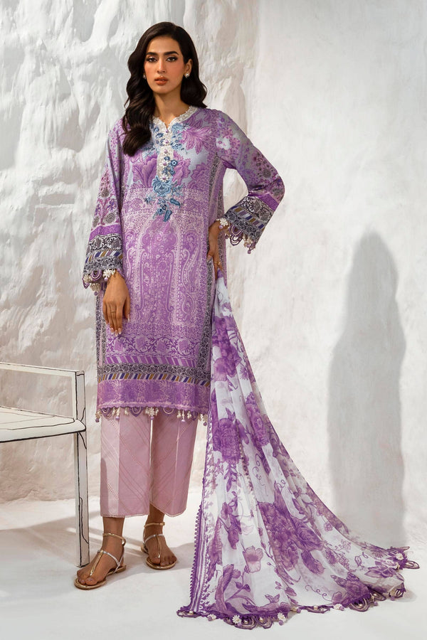 Highlighting treacly pastels that epitomize artful simplicity, seamlessly blended with airy fabric for a breezy feel and enduring appeal.  Component Details (3 Piece)	Measurement Digital Printed Front On Lawn	1.15 Meters Digital Printed Back On Lawn	1.15 Meters Digital Printed Sleeves On Lawn	0.65 Meters Embroidered Patti On Organza	1 Meter Embroidered Border On Organza	1 Meter Printed Chiffon Dupatta	2.5 Meters Printed Cotton Pants	1.75 Meters