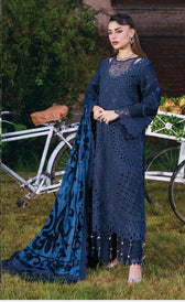 Mahnur Amelia Luxury Winter 26/Velvet Palachi Shawl/Corduroy/Deep Blue/AM 12