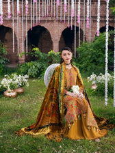 Mahnur Amelia Luxury Winter 26/Velvet Palachi Shawl/Corduroy/Rust Pink & Olive/AM 09