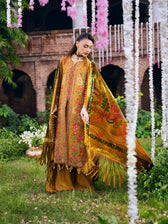 Mahnur Amelia Luxury Winter 26/Velvet Palachi Shawl/Corduroy/Rust Pink & Olive/AM 09