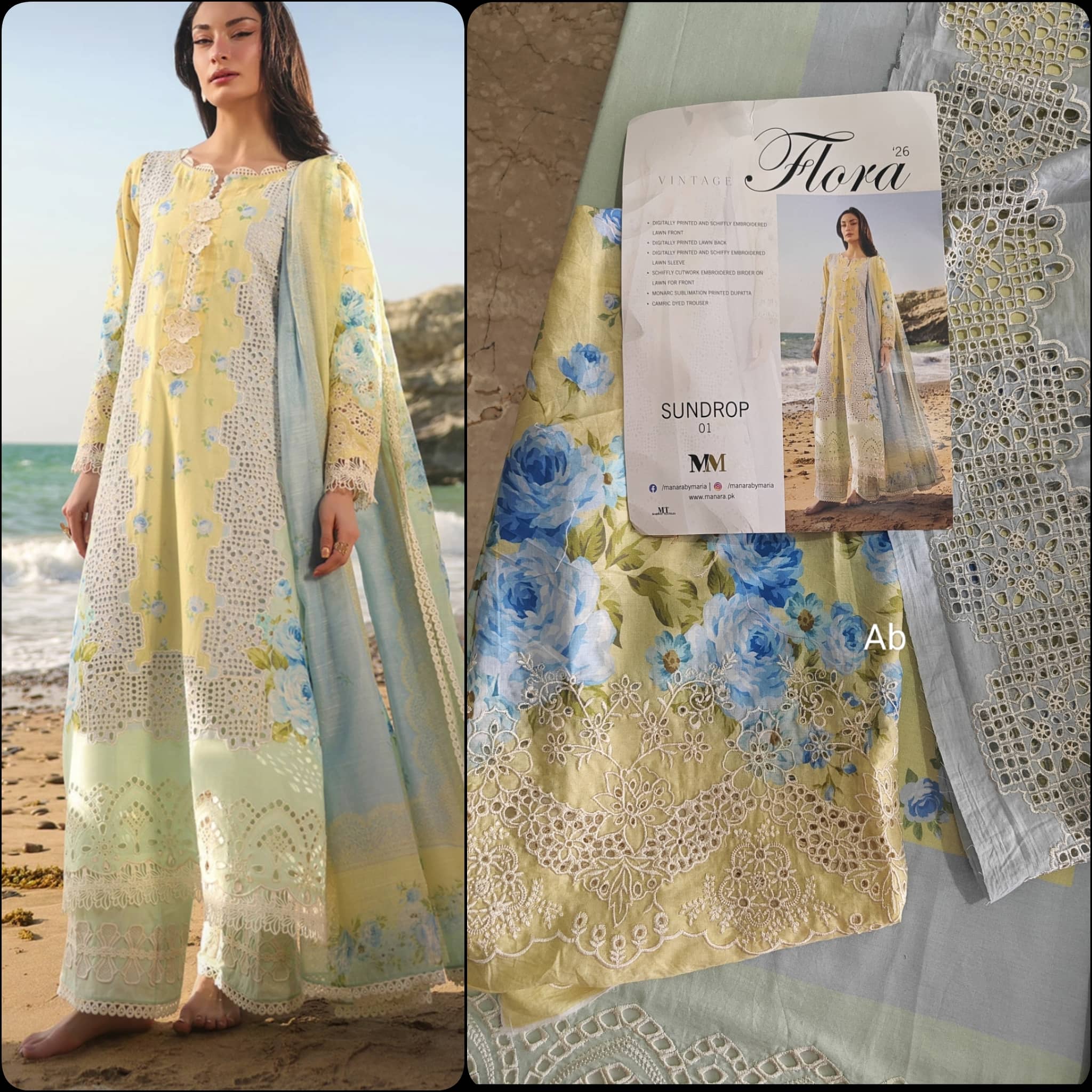 Sale‼️Manara Luxury Lawn 26/Sundrop/Lemon
