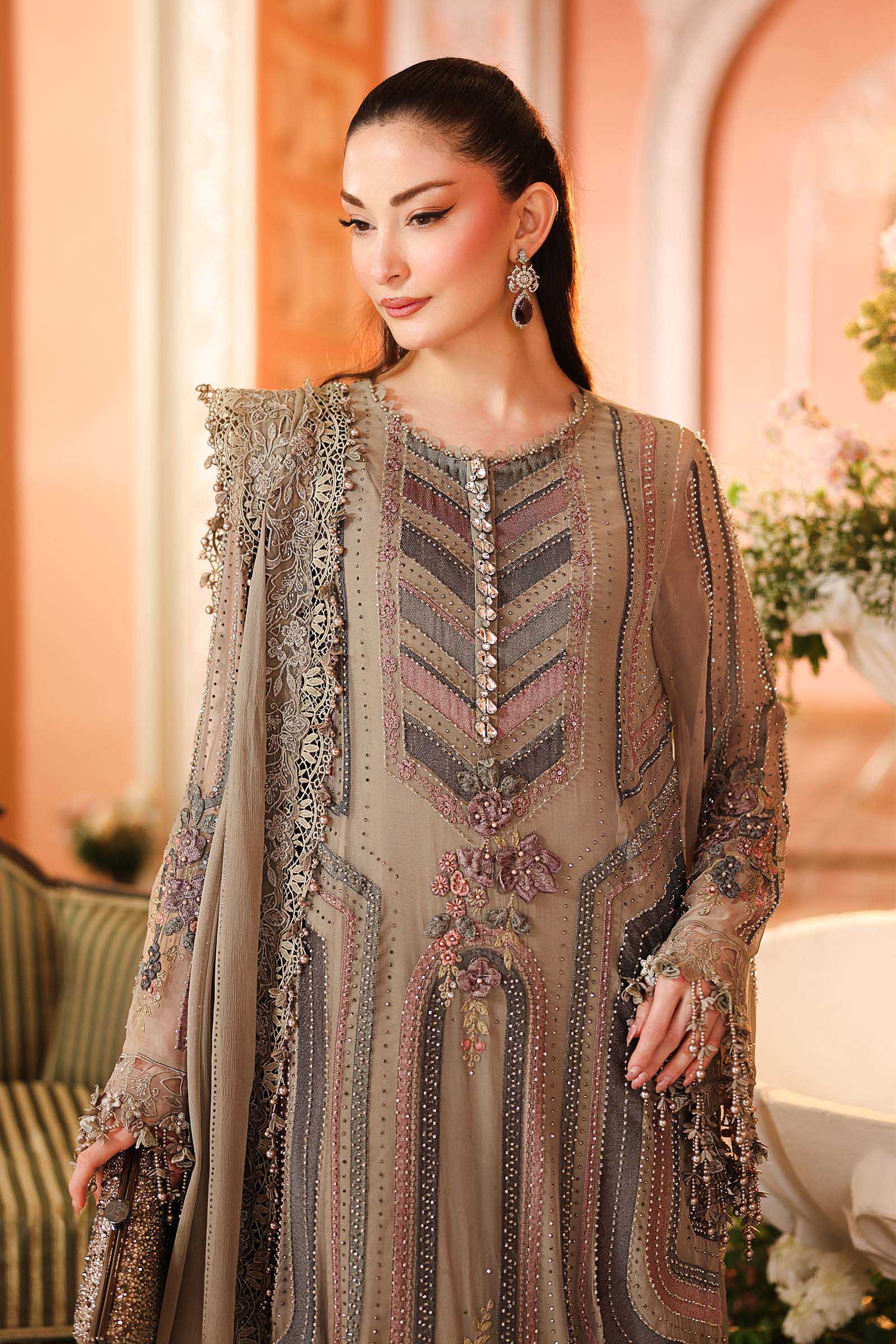 Hot🔥Seller/Maria B Chiffon/ Royal Tea Affair/01/Antique Grey/Mouse Grey