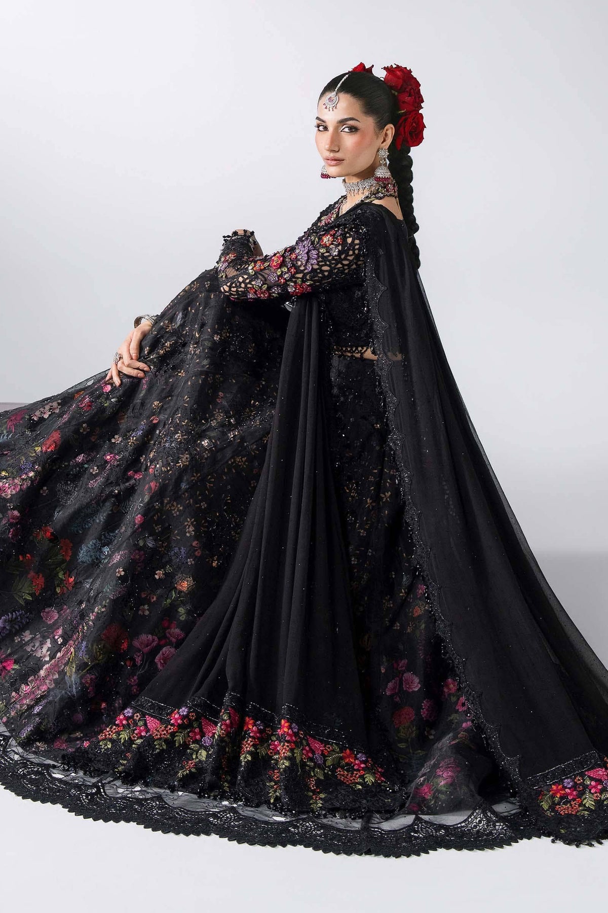 Hot🔥Seller/Maria B Mbroidered/BD-3101-Obsidian Garden/Black