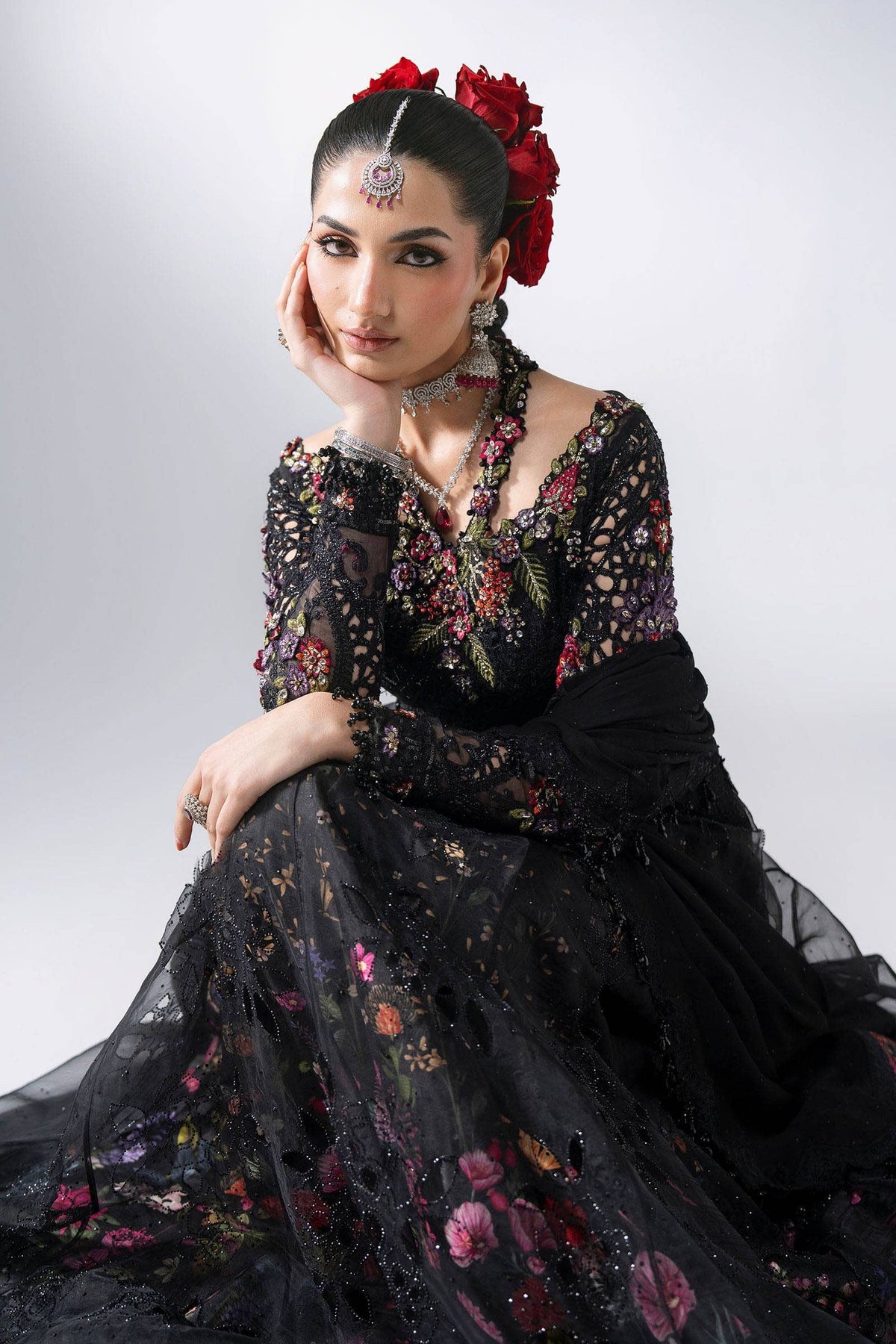Hot🔥Seller/Maria B Mbroidered/BD-3101-Obsidian Garden/Black