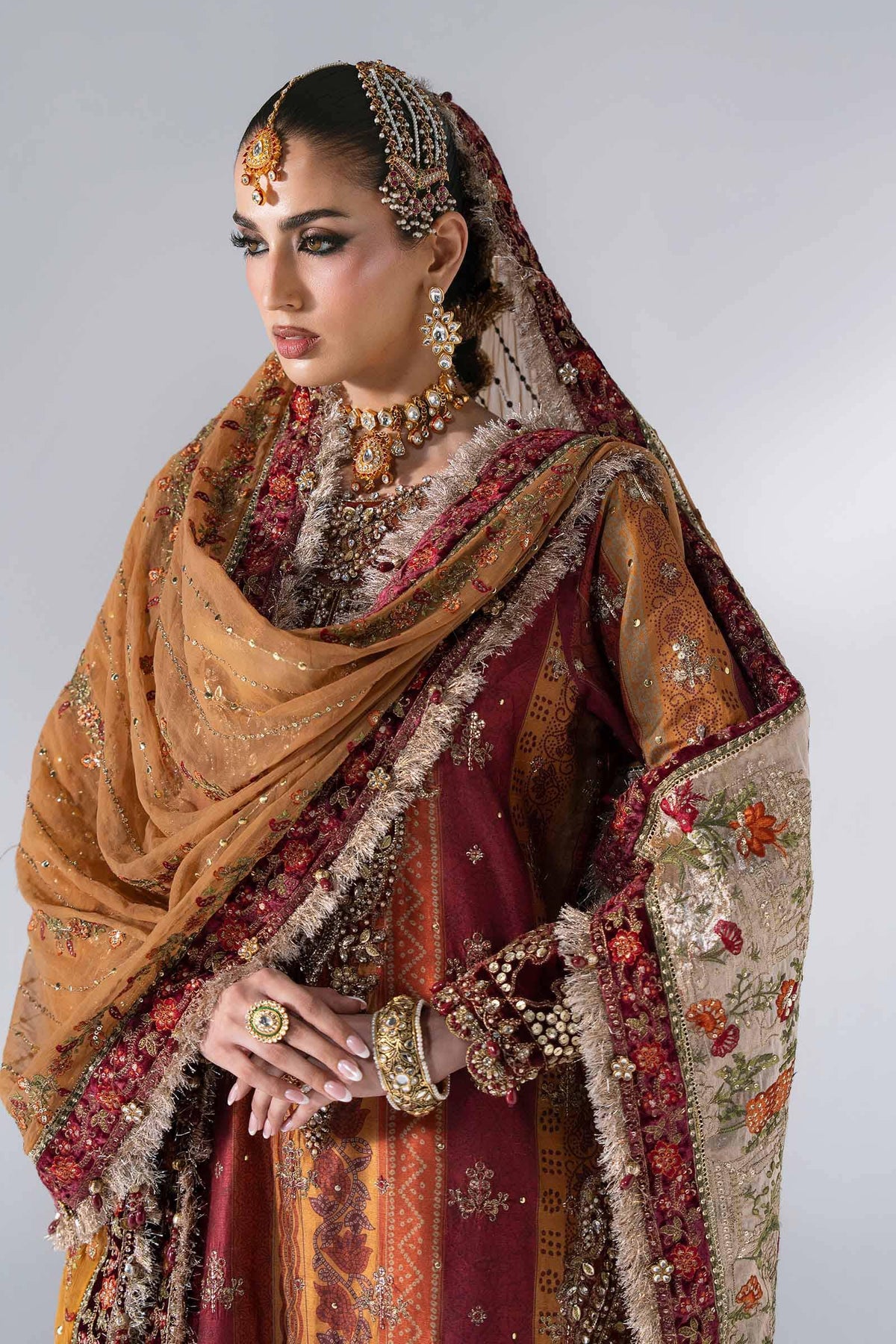 Hot🔥Seller/Maria B Mbroidered/BD-3104-Maroon Crimson-Rust & Maroon