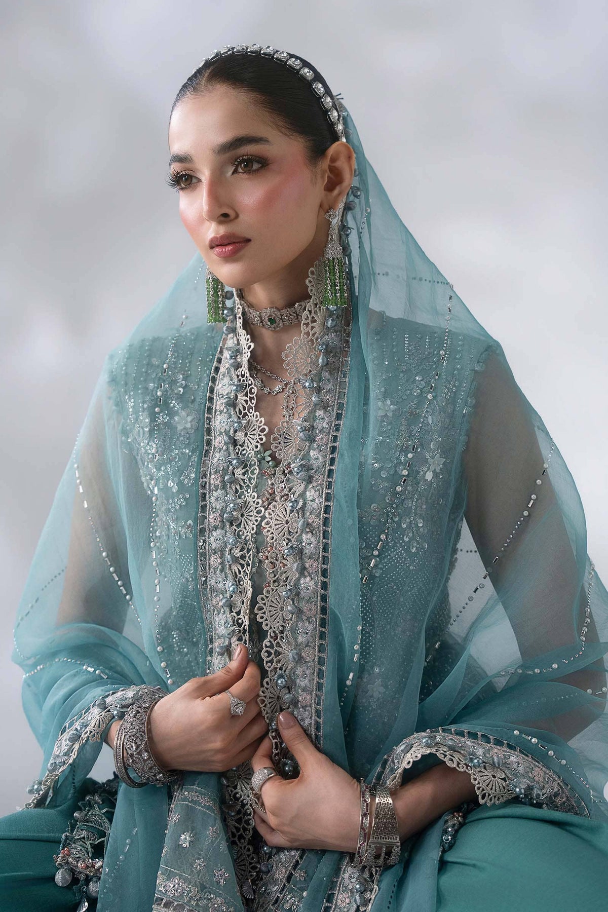 Hot🔥Seller/Maria B Mbroidered/BD-3107-Sea Green/Aqua & Sea Green