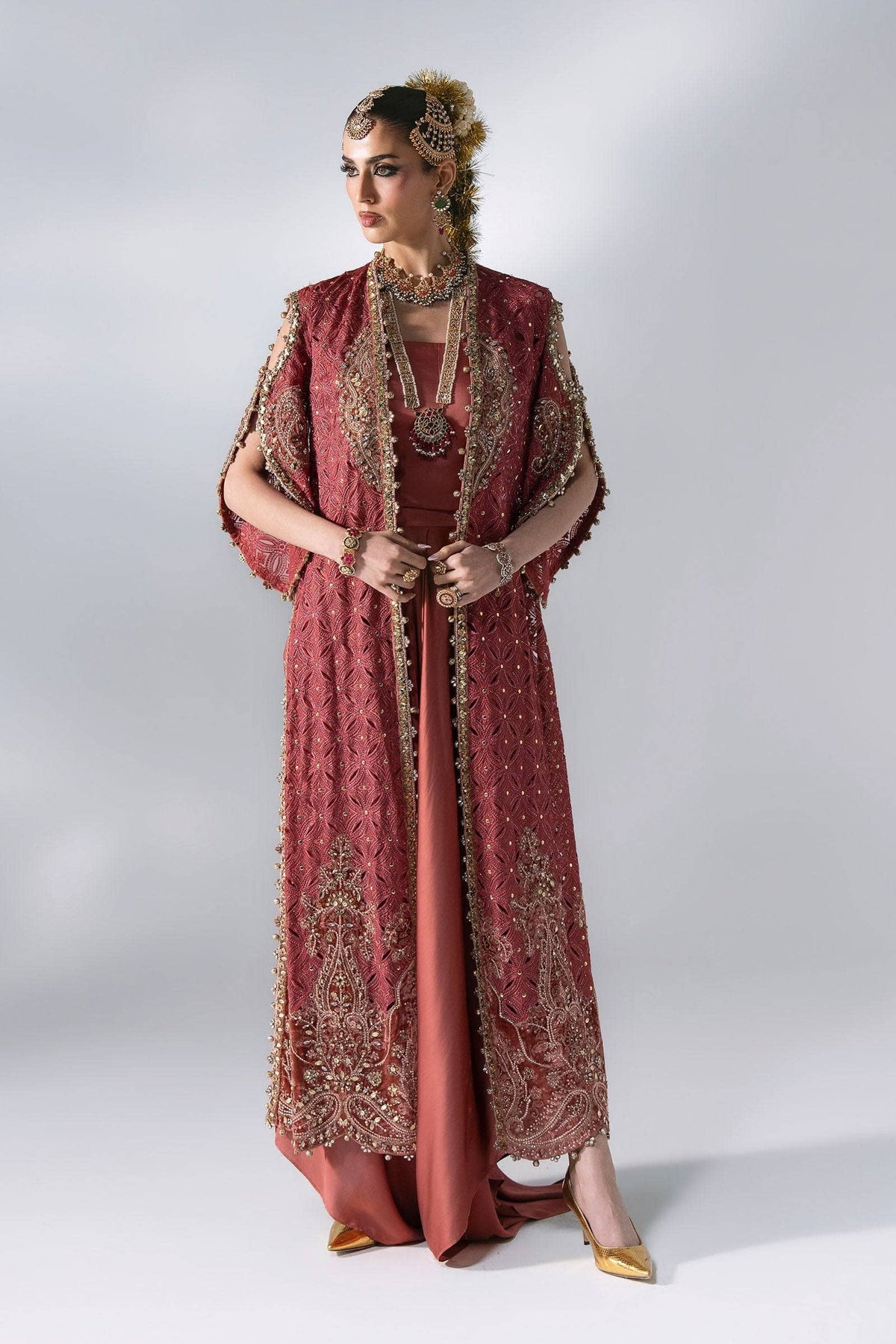 Hot🔥Seller/Maria B Mbroidered/BD-3108-Deep Salmon Pink-Dalmon Pink