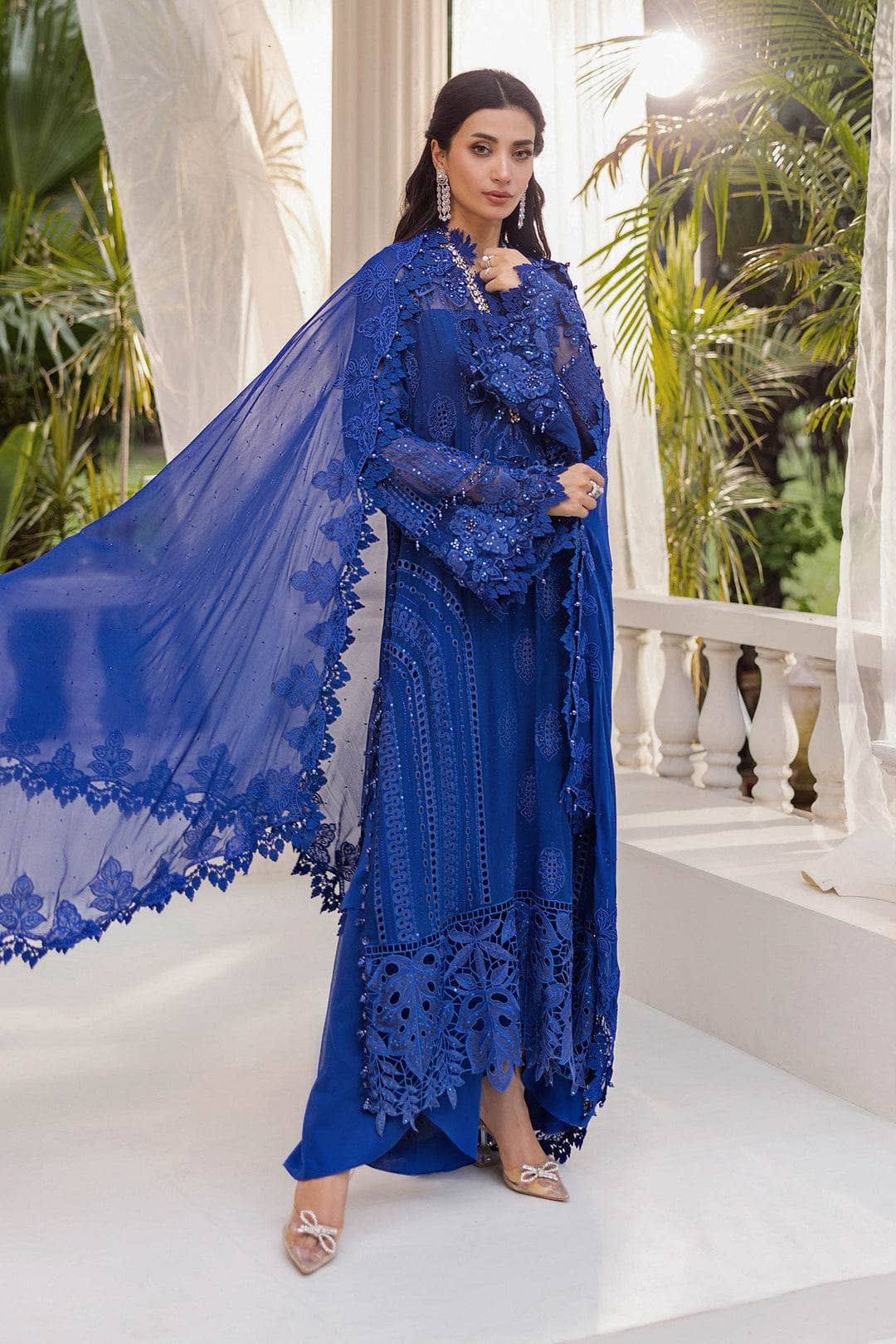 Restocked/Maria B Chiffon 25/MPC-25-103/Royal Blue