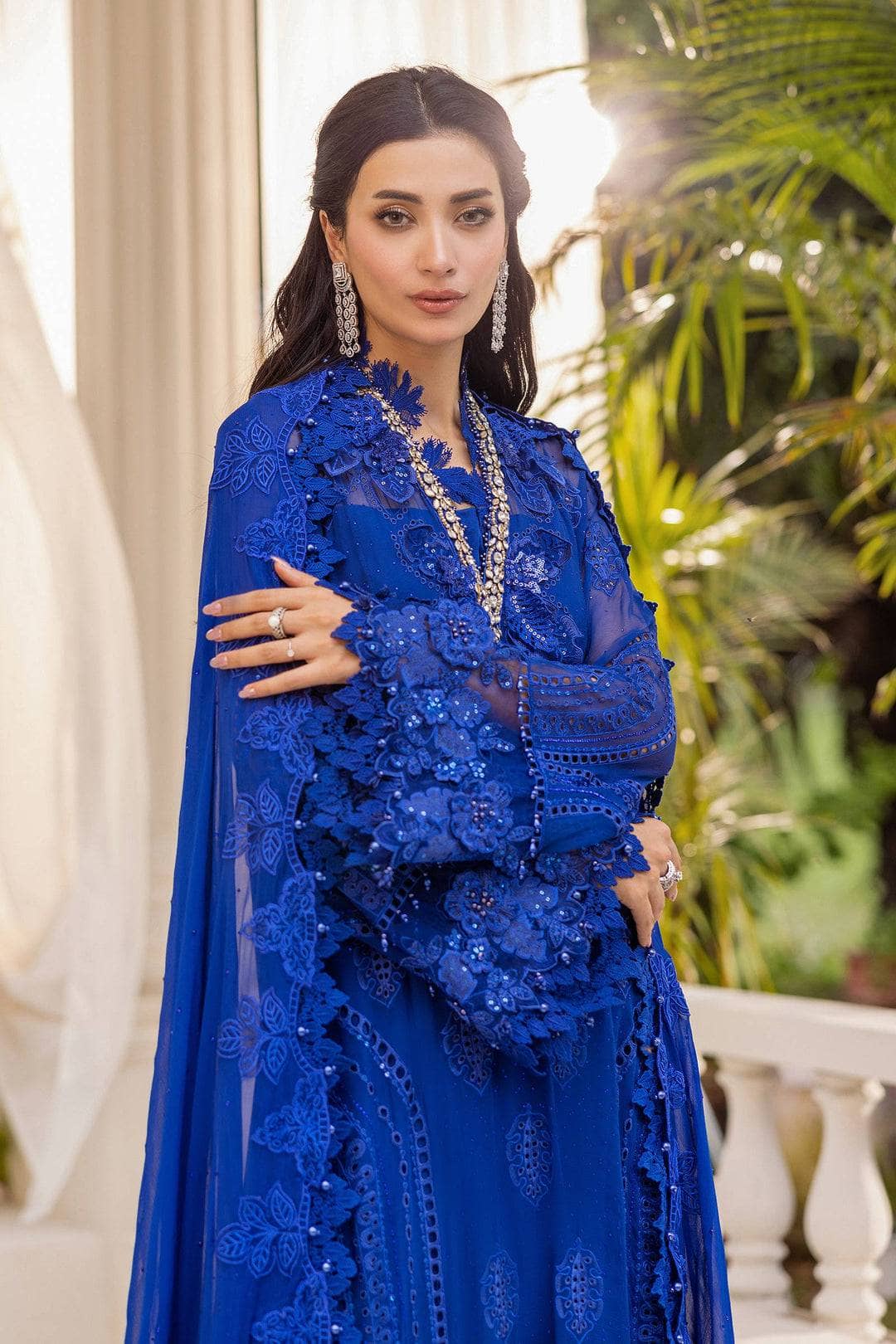 Restocked/Maria B Chiffon 25/MPC-25-103/Royal Blue
