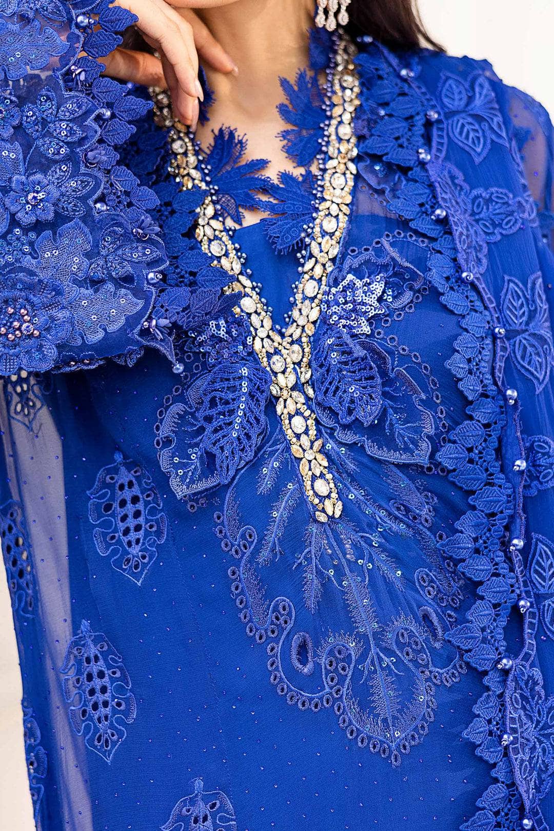 Restocked/Maria B Chiffon 25/MPC-25-103/Royal Blue