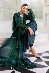 Restocked/Maria B Chiffon 25/MPC-25-106/Green to Teal