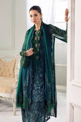 Restocked/Maria B Chiffon 25/MPC-25-106/Green to Teal