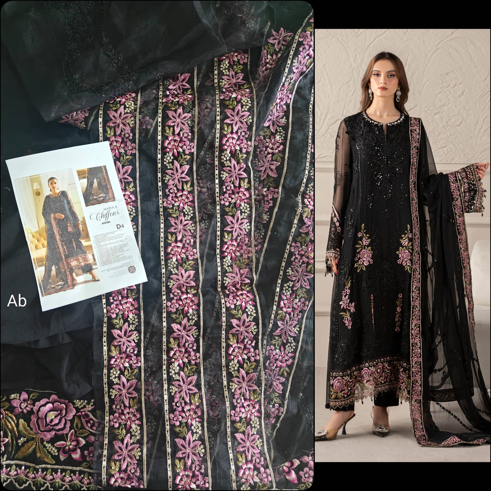 Sale!!Open Pic/Maria B Chiffon/MPC-25-104/Black