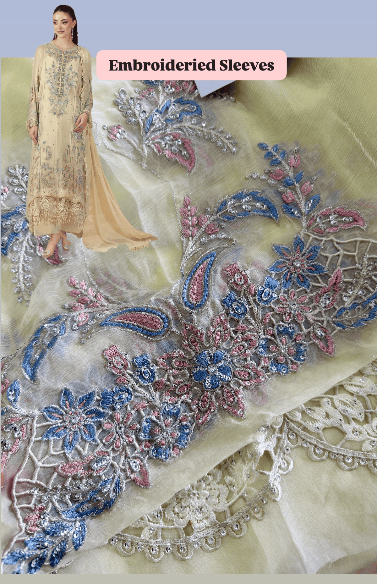 Sale‼️Open Pic/Maria B Chiffon/ Royal Tea Affair/08/Pastel Sunshine/Lime Yellow