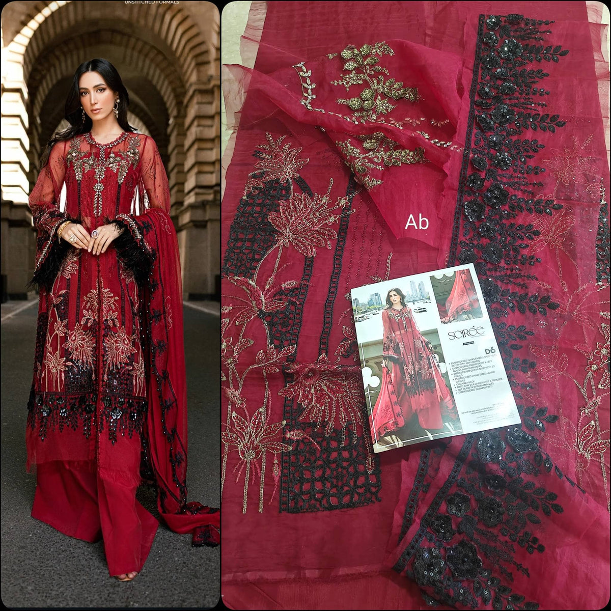 Sale‼️Open Pic/Maria B Soiree Luxury Formals/D6/Red