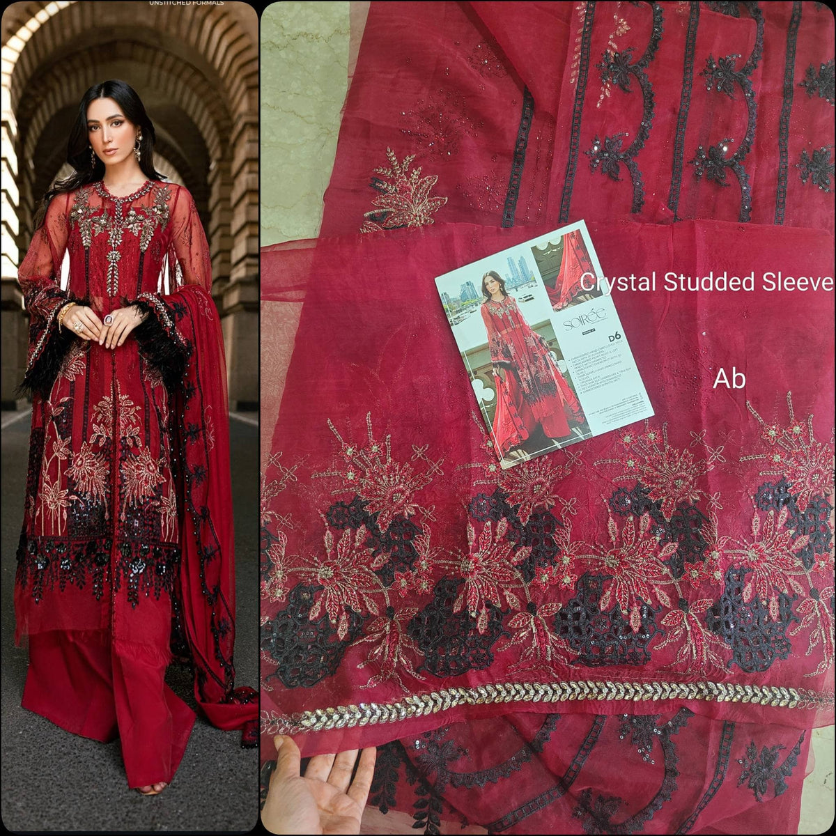 Sale‼️Open Pic/Maria B Soiree Luxury Formals/D6/Red