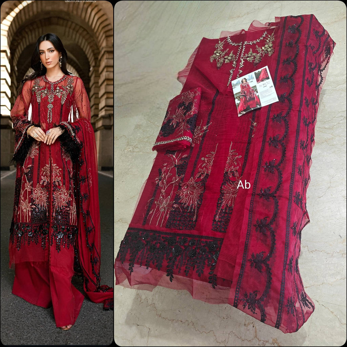 Sale‼️Open Pic/Maria B Soiree Luxury Formals/D6/Red