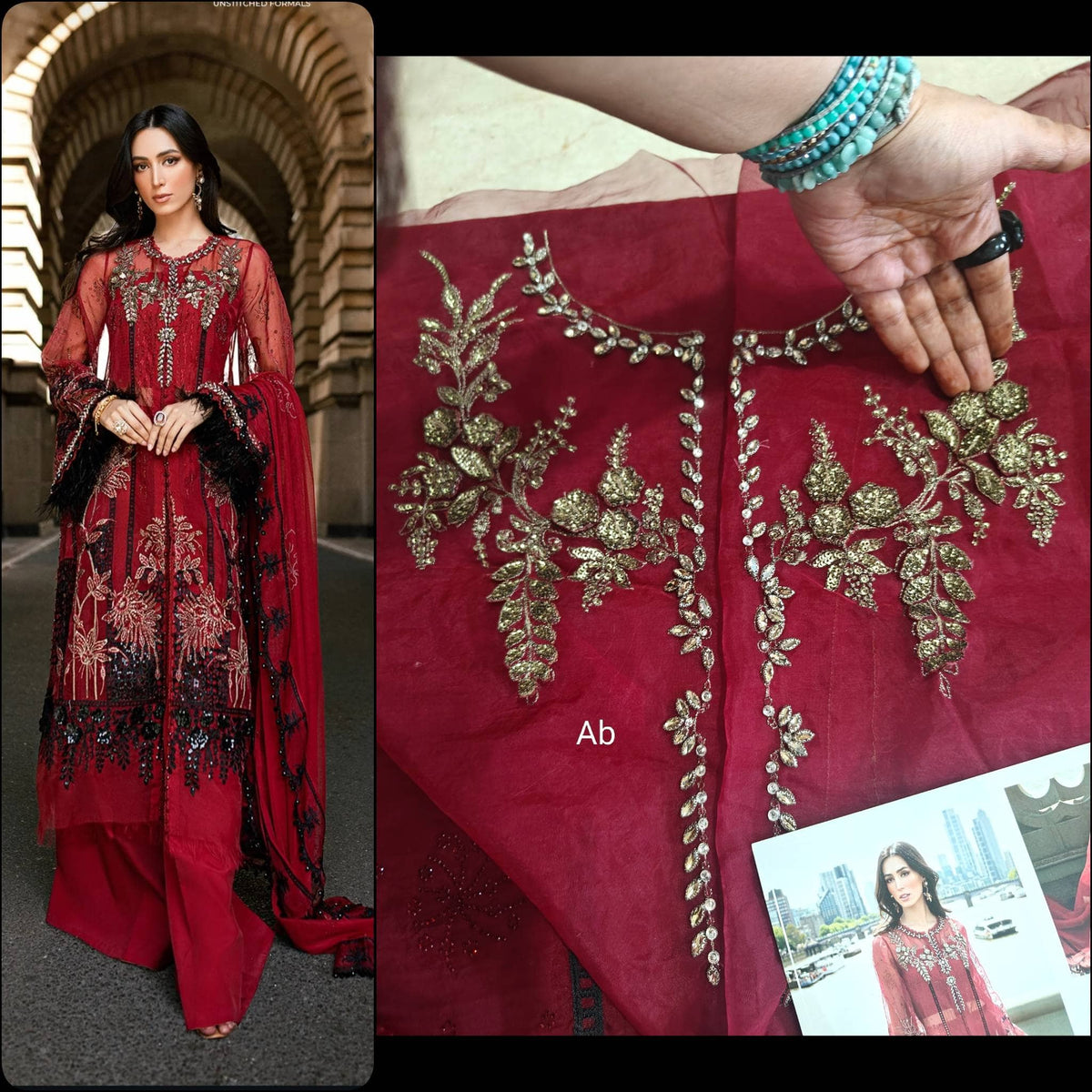 Sale‼️Open Pic/Maria B Soiree Luxury Formals/D6/Red