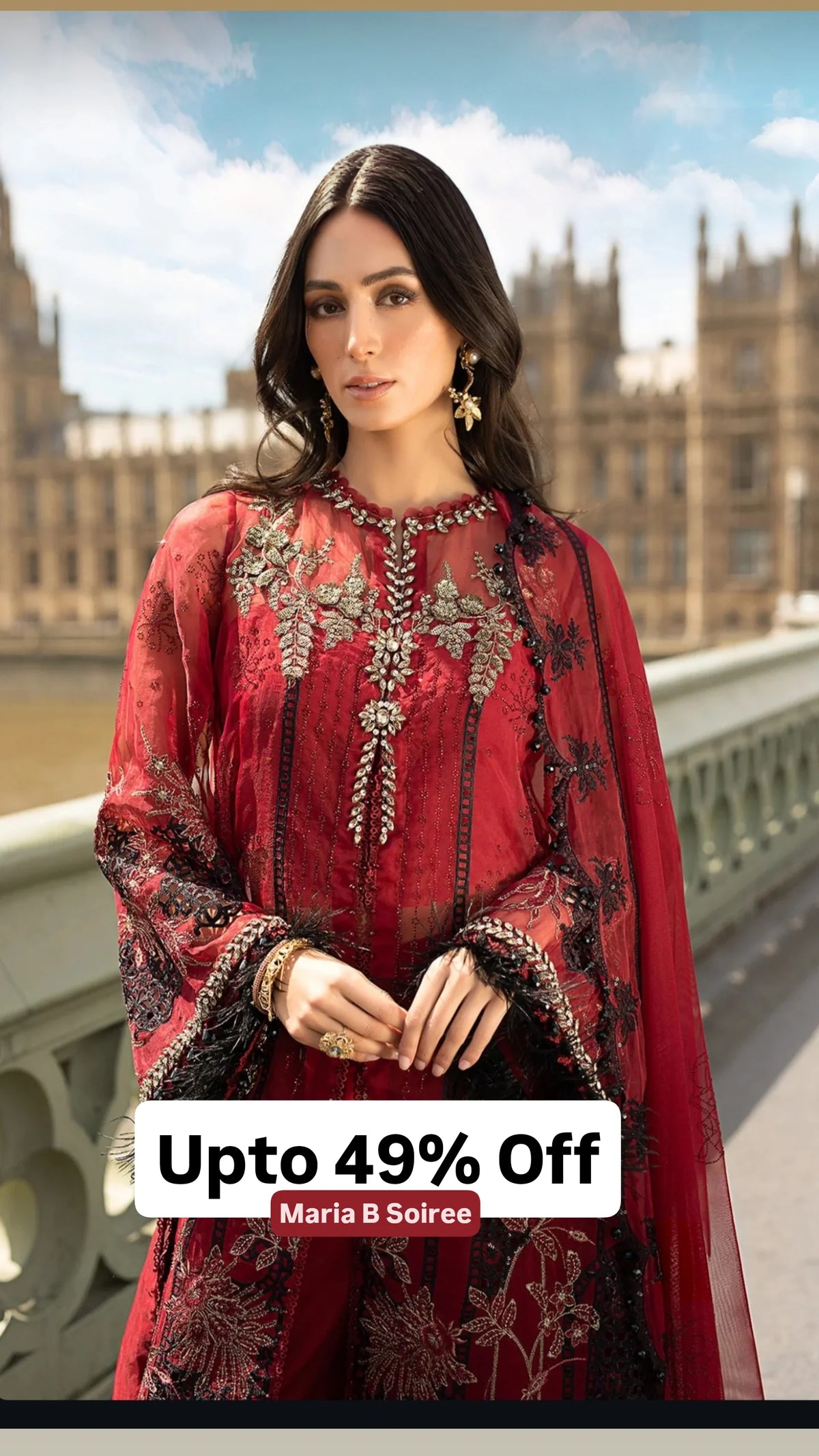 Sale‼️Open Pic/Maria B Soiree Luxury Formals/D6/Red