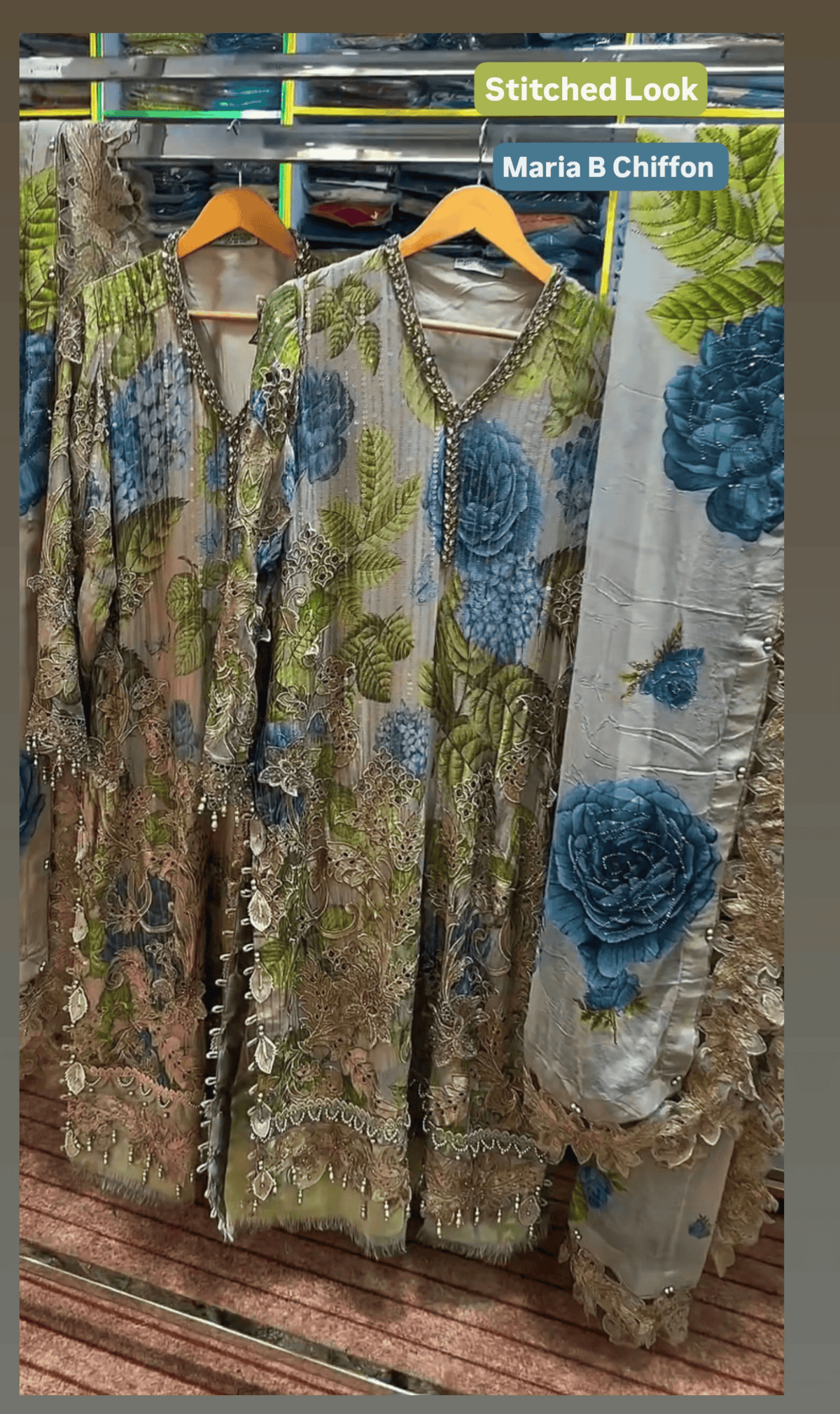 Stitched Look of Unstitched Maria B Chiffon/Royal Tea Affair/03/Warm Beige/Coffee