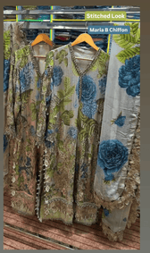 Stitched Look of Unstitched Maria B Chiffon/Royal Tea Affair/03/Warm Beige/Coffee