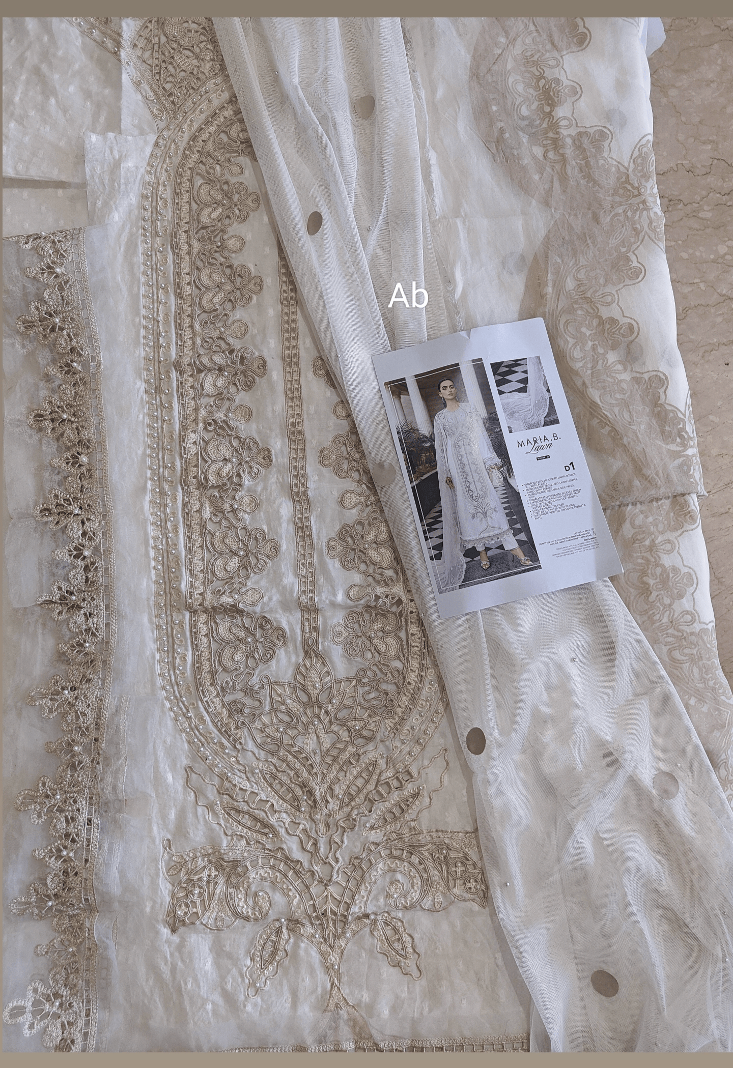 Open Open Pic/Sale‼️Maria B Eid Lawn 26/Vol 2/D-01/Off White