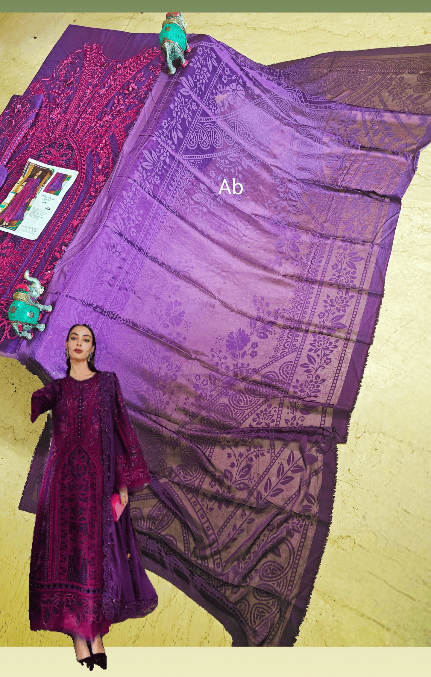 Open Pic/Hot🔥Sale ‼️Maria B Luxury Lawn 26/Vol 2/D-14/Purple