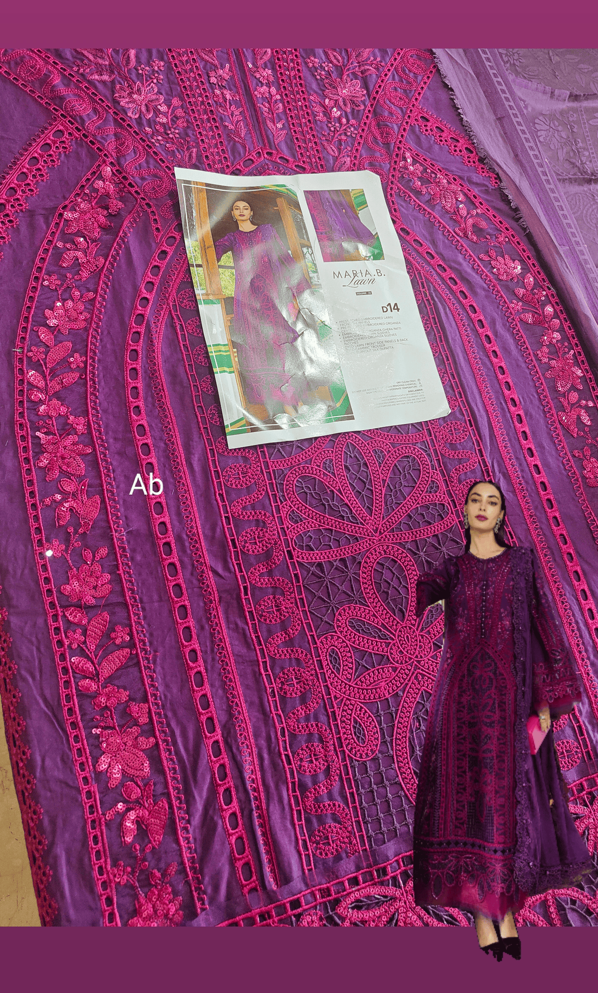 Open Pic/Hot🔥Sale ‼️Maria B Luxury Lawn 26/Vol 2/D-14/Purple