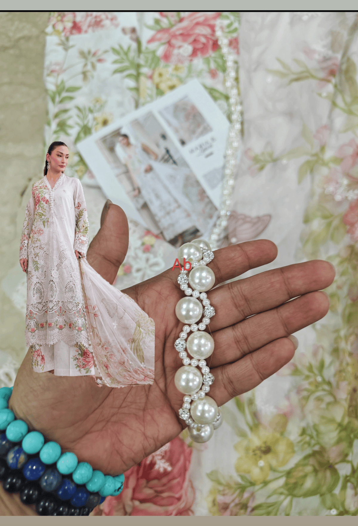 Open Pic/Hot🔥Seller‼️ Maria B Luxury Lawn 26/Vol 2/D-03/Off White