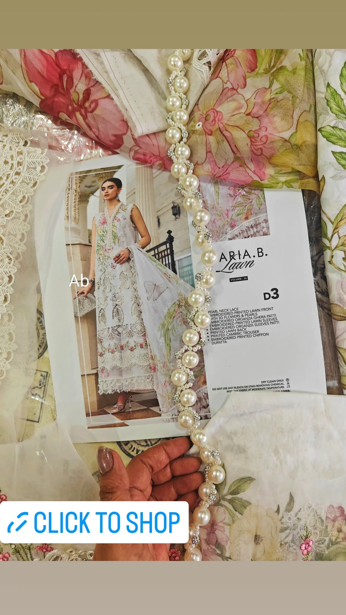 Open Pic/Hot🔥Seller‼️ Maria B Luxury Lawn 26/Vol 2/D-03/Off White