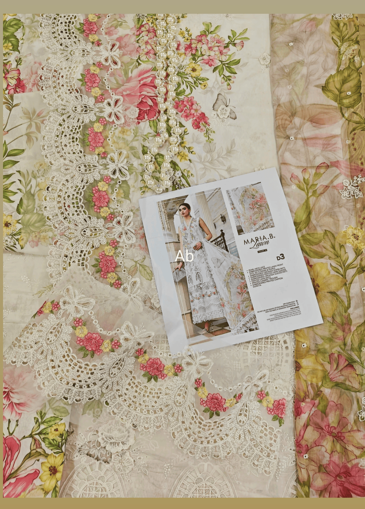 Open Pic/Hot🔥Seller‼️ Maria B Luxury Lawn 26/Vol 2/D-03/Off White