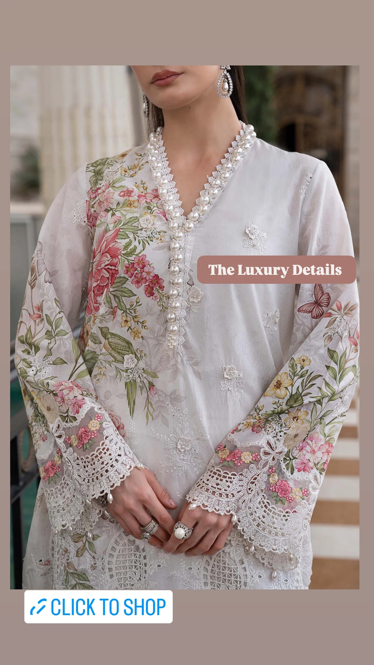 Open Pic/Hot🔥Seller‼️ Maria B Luxury Lawn 26/Vol 2/D-03/Off White