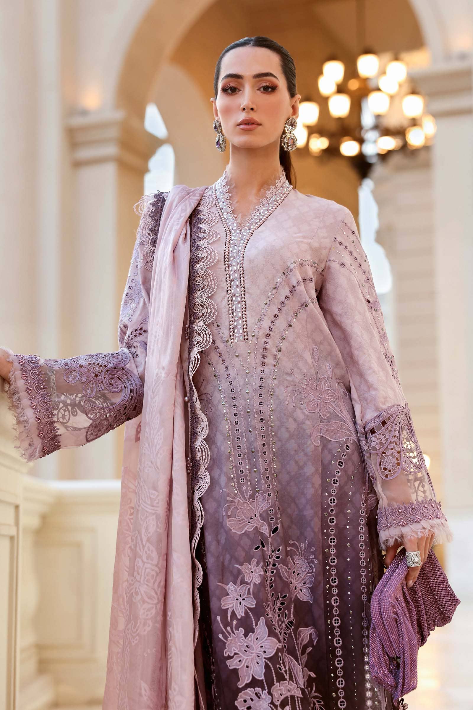 Restocked/Maria B Lawn 26/1B/Lilac & Dark Purple