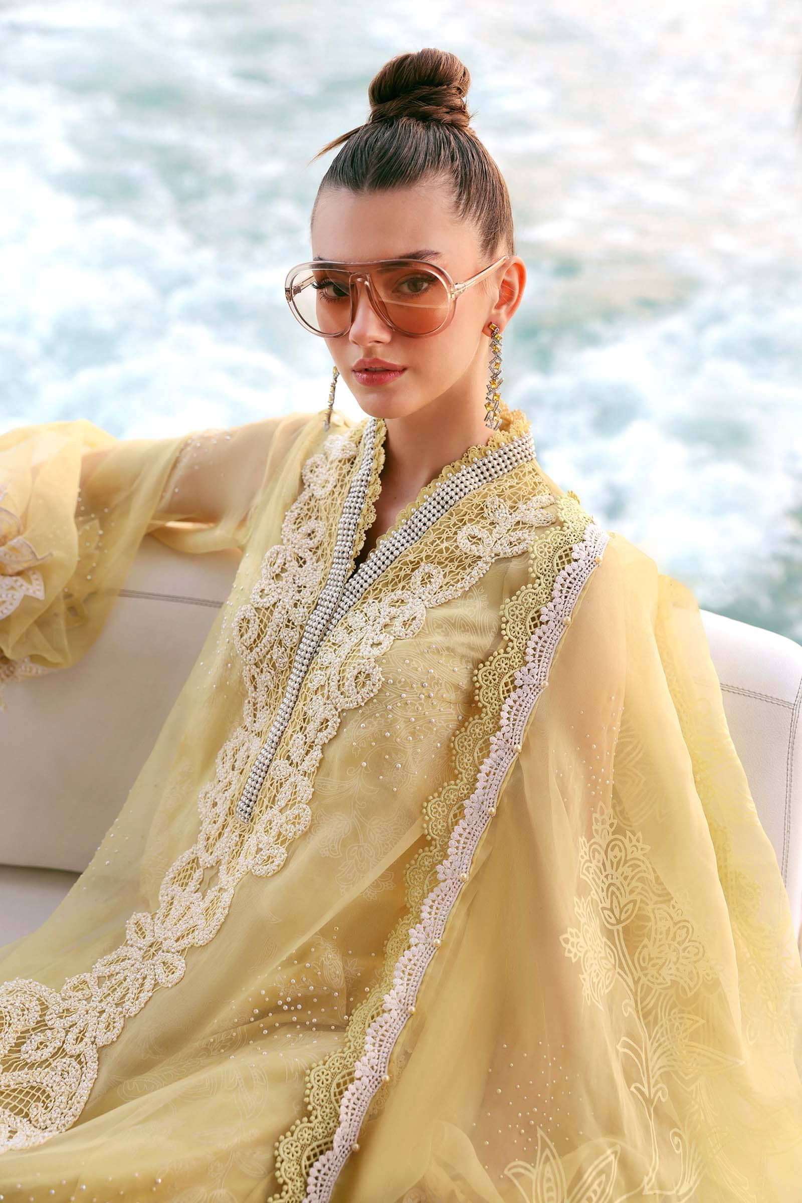Restocked/Maria B Lawn 26/4B/Yellow & Off White
