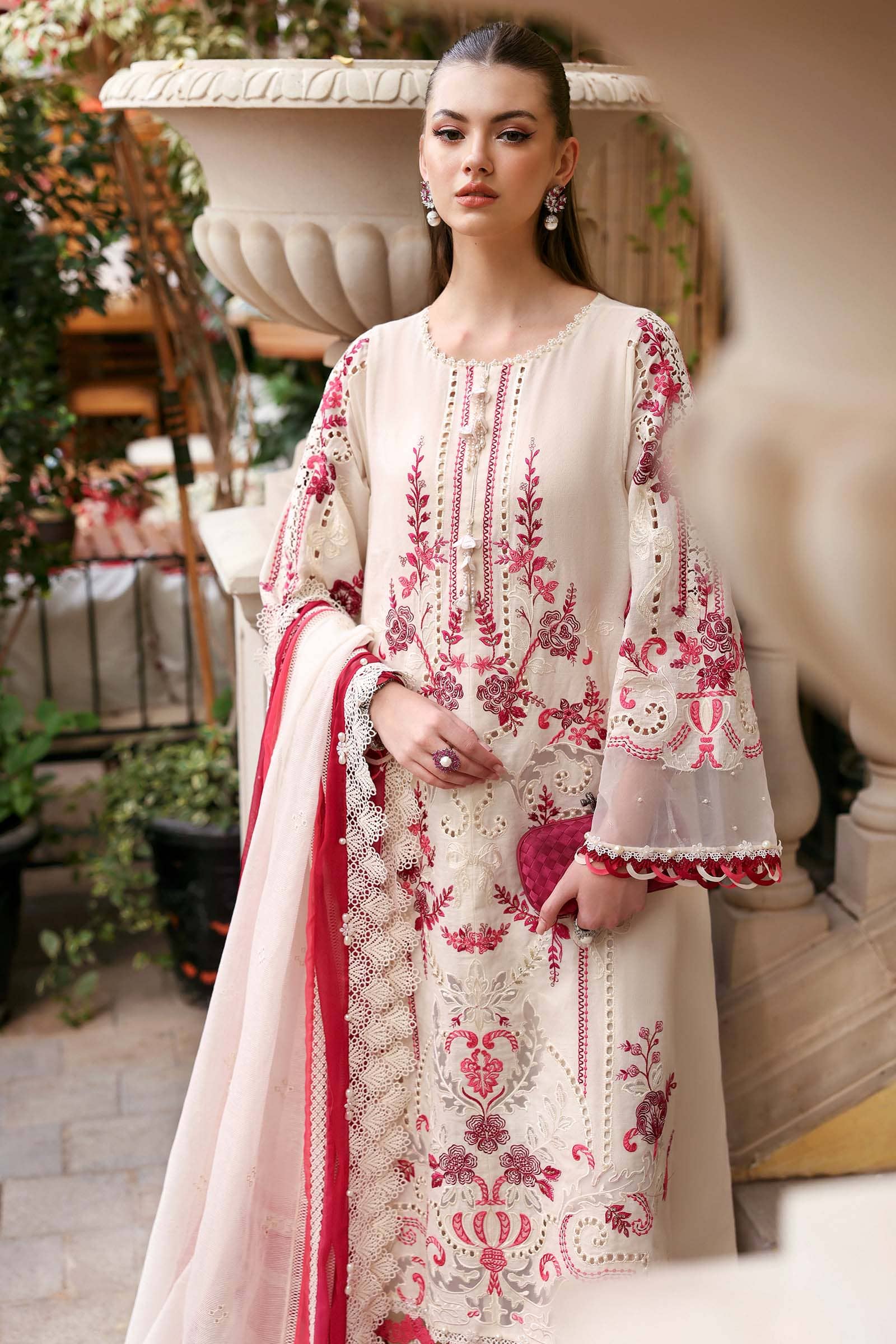 Maria B Lawn 26/9A/Off White & Pink