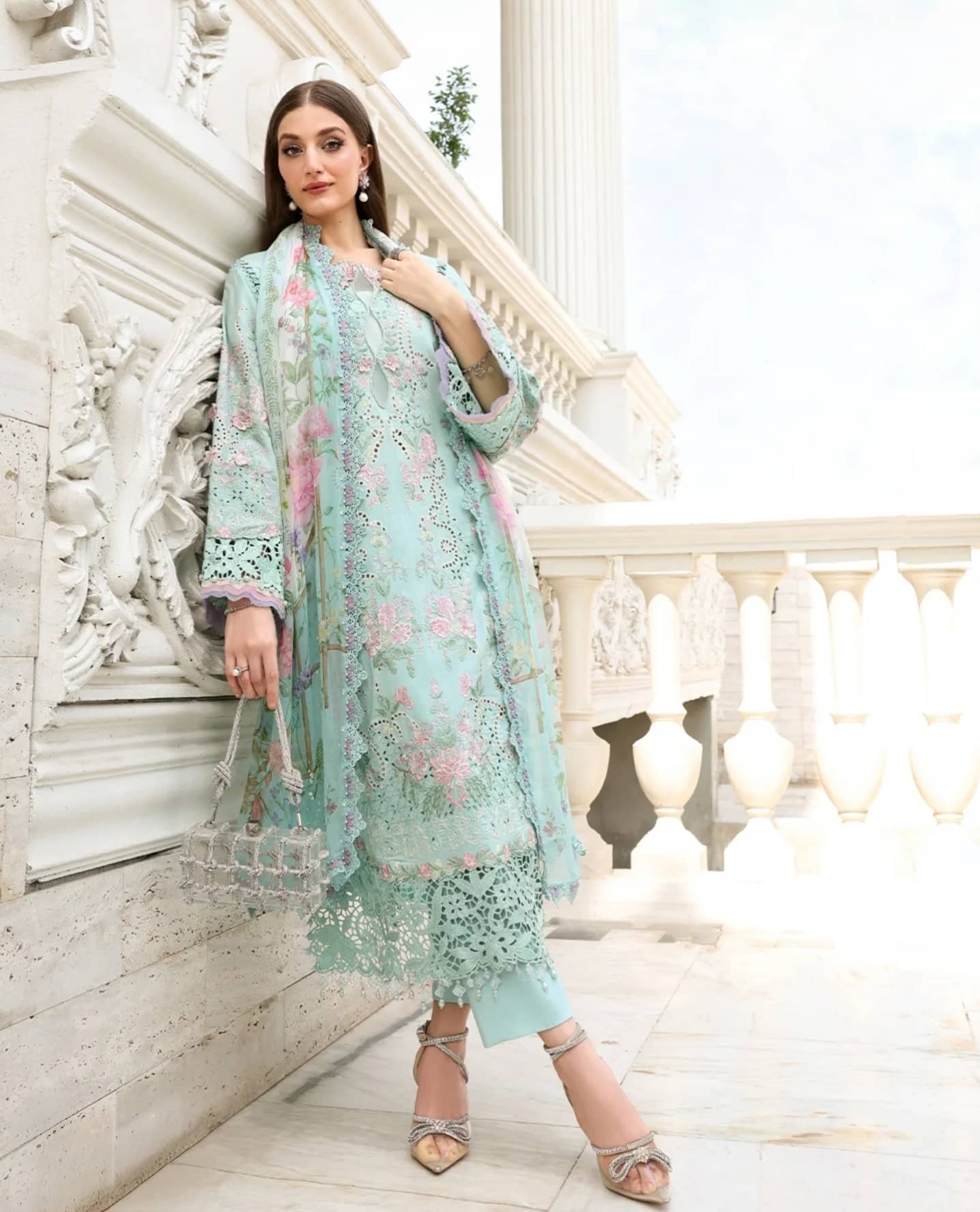 Monsoon Sale‼️Maria B Luxury Lawn 26/Vol 2/D-15/Sky Blue