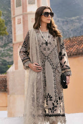 Maria B Lawn Pakistani Suit Restocked/Maria B Luxury Lawn 25/10B/Mouse Grey