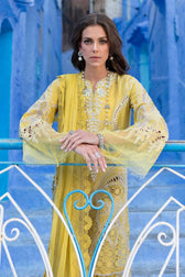 Maria B Lawn Pakistani Suit Restocked/Maria B Luxury Lawn 25/12A/Lime Yellow