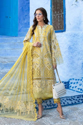 Maria B Lawn Pakistani Suit Restocked/Maria B Luxury Lawn 25/12A/Lime Yellow
