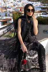 Maria B Lawn Pakistani Suit Restocked/Maria B Luxury Lawn 25/12B/Black