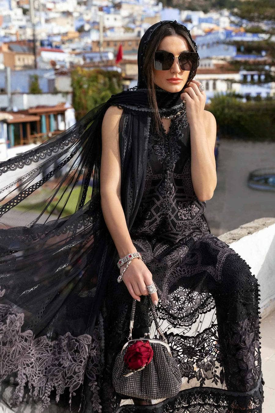 Maria B Lawn Pakistani Suit Restocked/Maria B Luxury Lawn 25/12B/Black