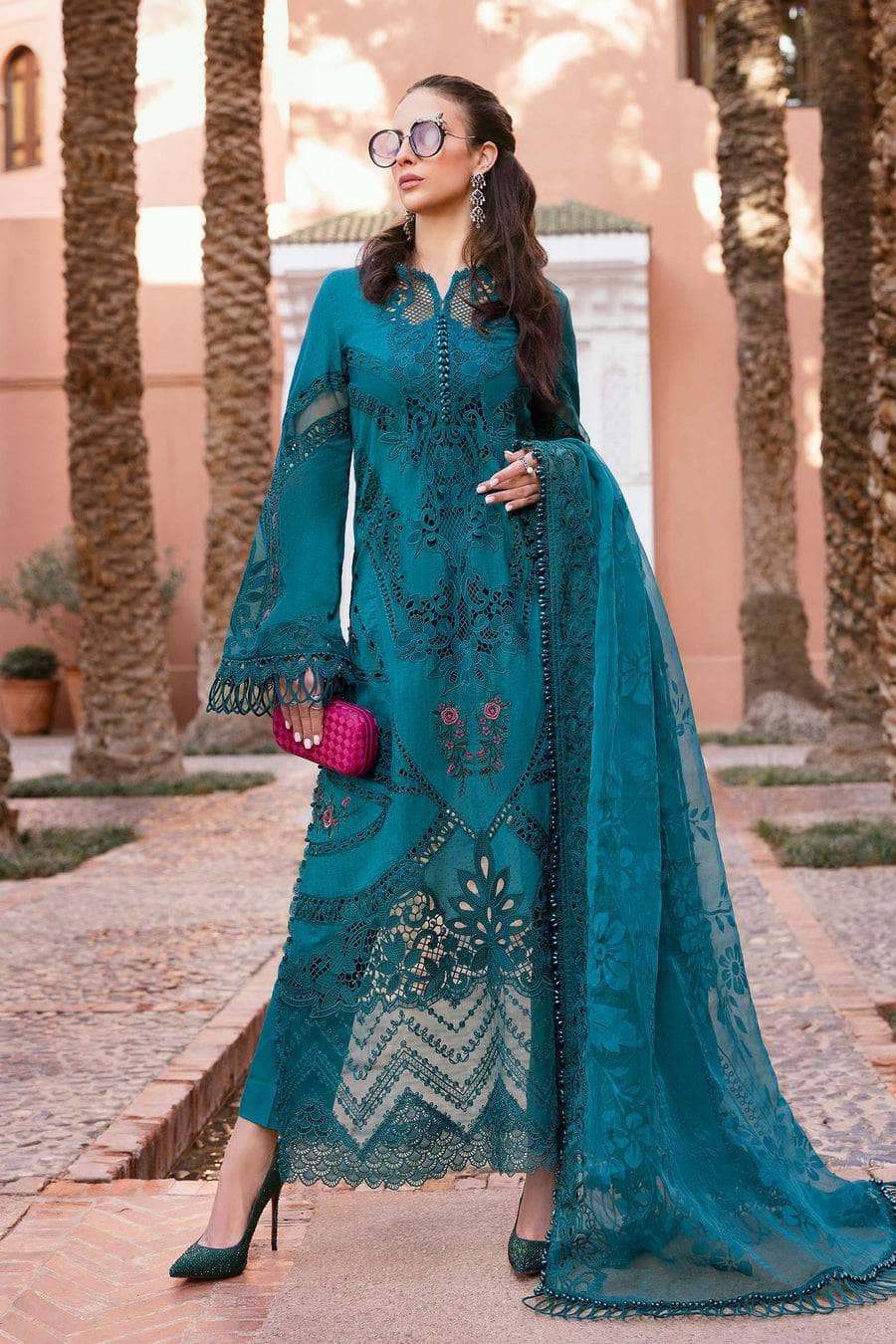 Maria B Lawn Pakistani Suit Restocked/Maria B Luxury Lawn 25/13B/Teal