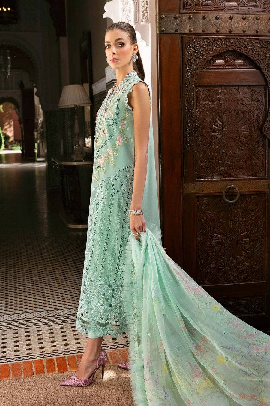 Maria B Lawn Pakistani Suit Restocked/Maria B Luxury Lawn 25/14A/Aqua