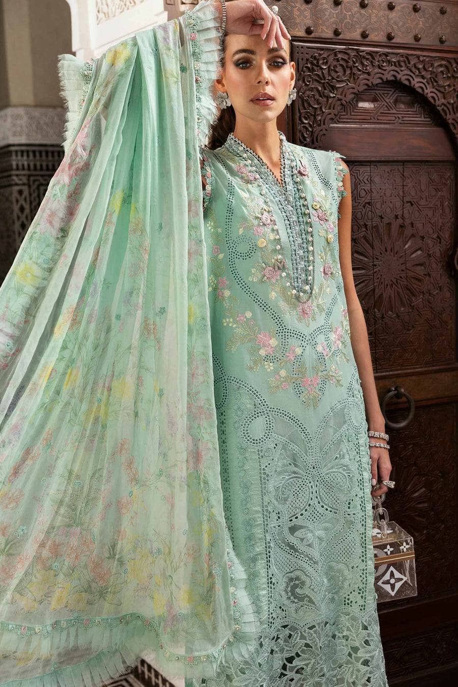 Maria B Lawn Pakistani Suit Restocked/Maria B Luxury Lawn 25/14A/Aqua