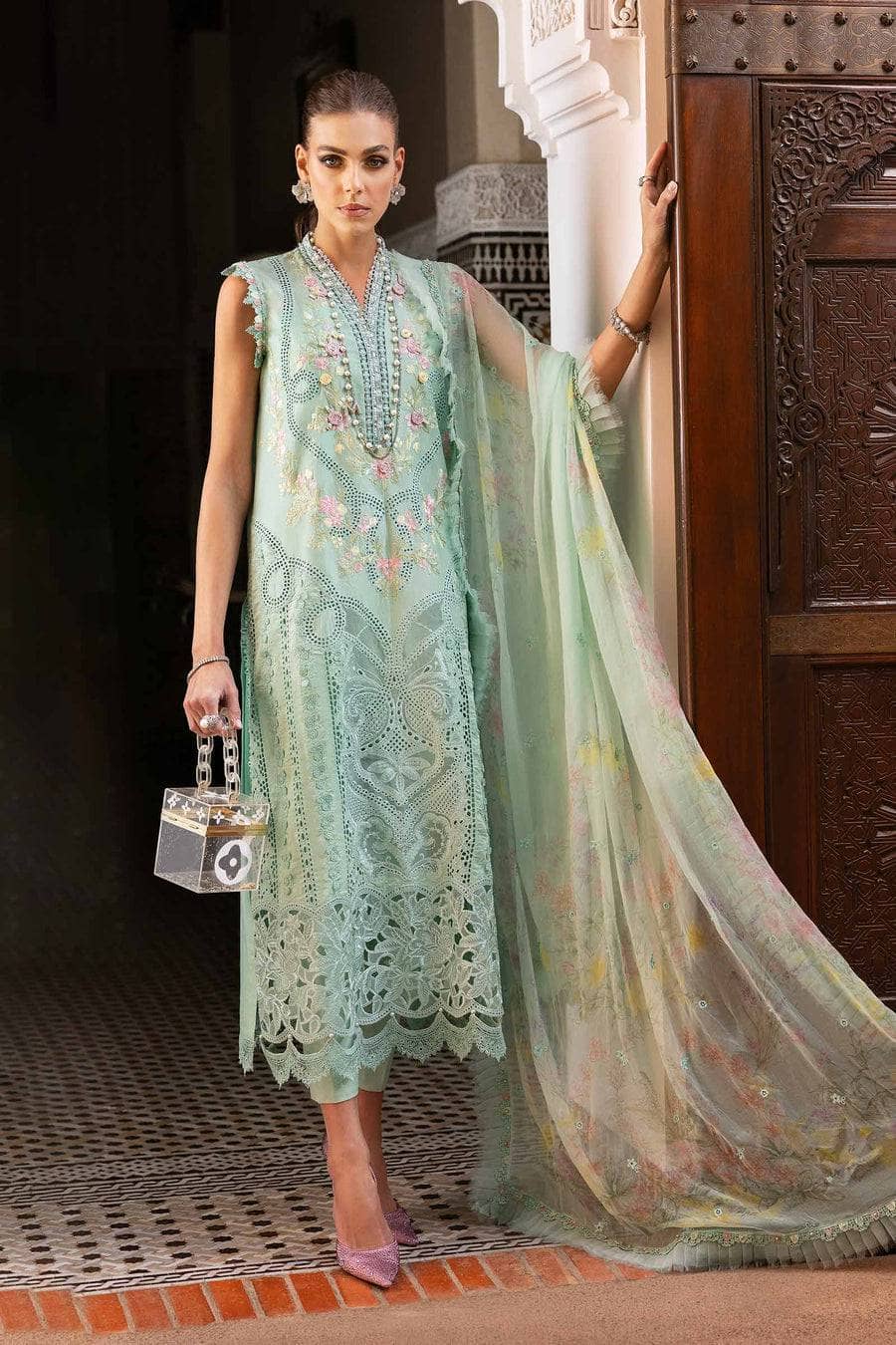 Maria B Lawn Pakistani Suit Restocked/Maria B Luxury Lawn 25/14A/Aqua