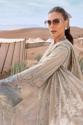 Maria B Lawn Pakistani Suit Restocked/Maria B Luxury Lawn 25/15B/Beige&Sea Green